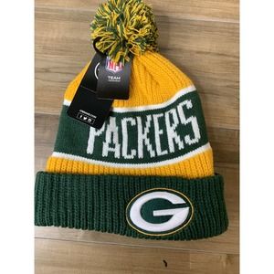 '47 Green Bay Packers Green / Yellow Bering Pom Cuffed Knit Hat Unisex